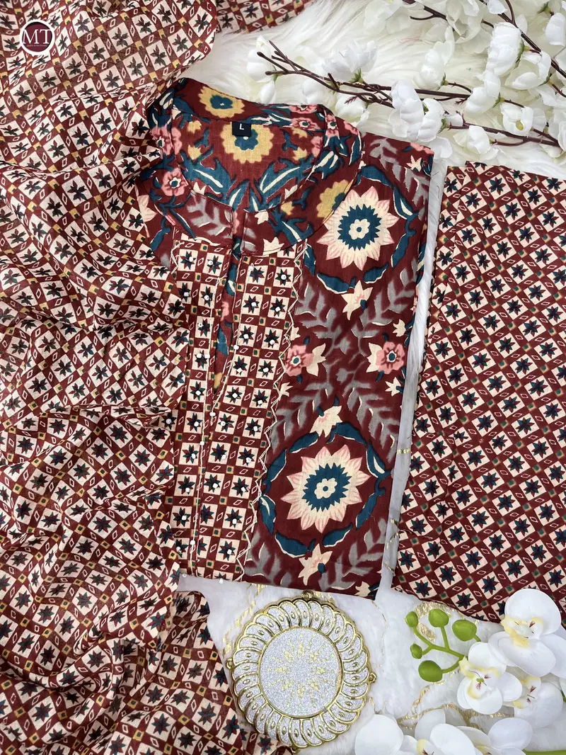 MT Cotton Printed Kurti With Bottom Dupatta Wholesale Market In Surat
